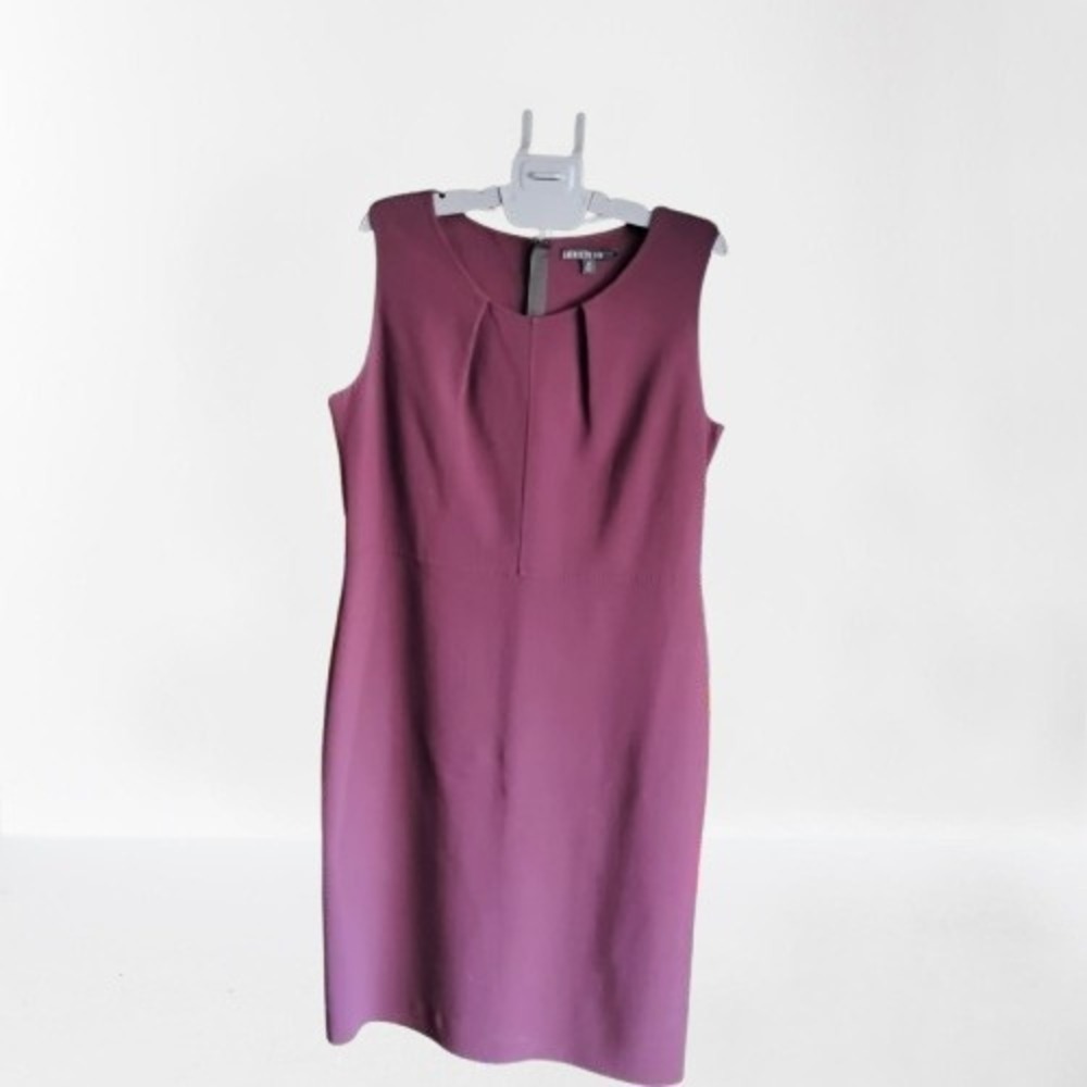 Lafayette 148 New York Sleeveless Sheath Dress Plum Career Office size 14